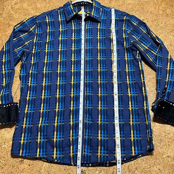 Franco Negretti Men’s Flip Cuff Button Down Plaid Shirt Sz L - Picture 11 of 13